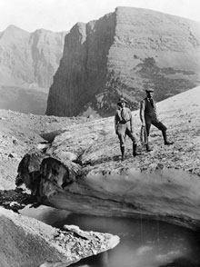 Dr. and Mrs. George Bird Grinnell ontop of Grinnell Glacier